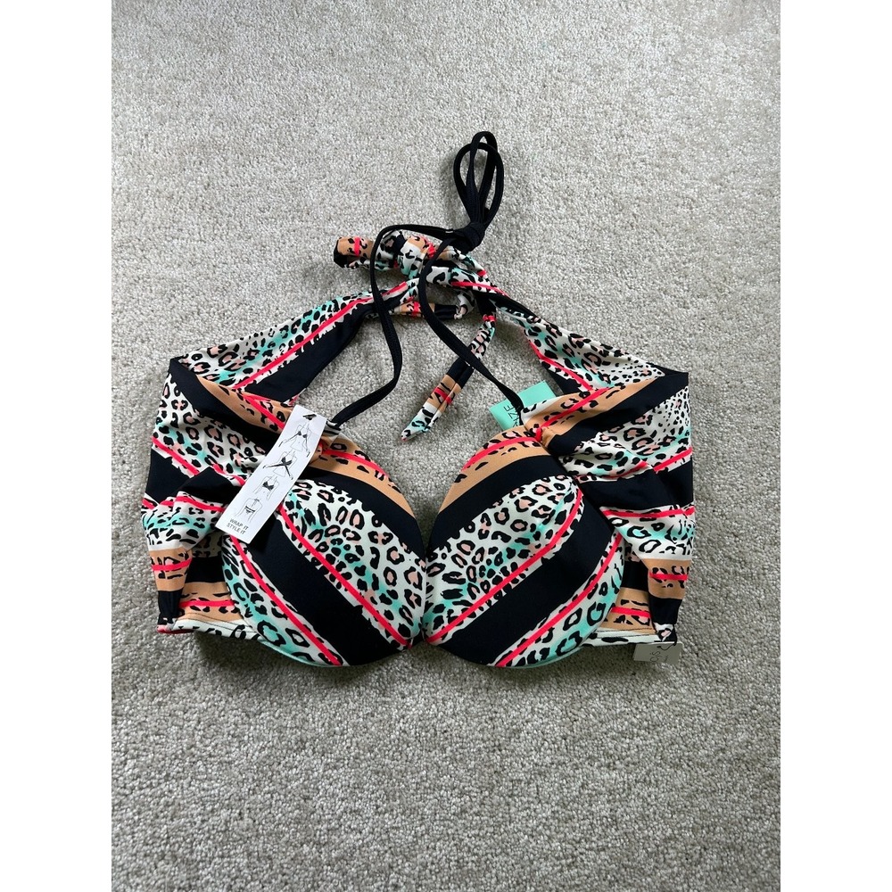 Sun Dazed Women's Bikini Top C Cup Animal Print Padded Underwire